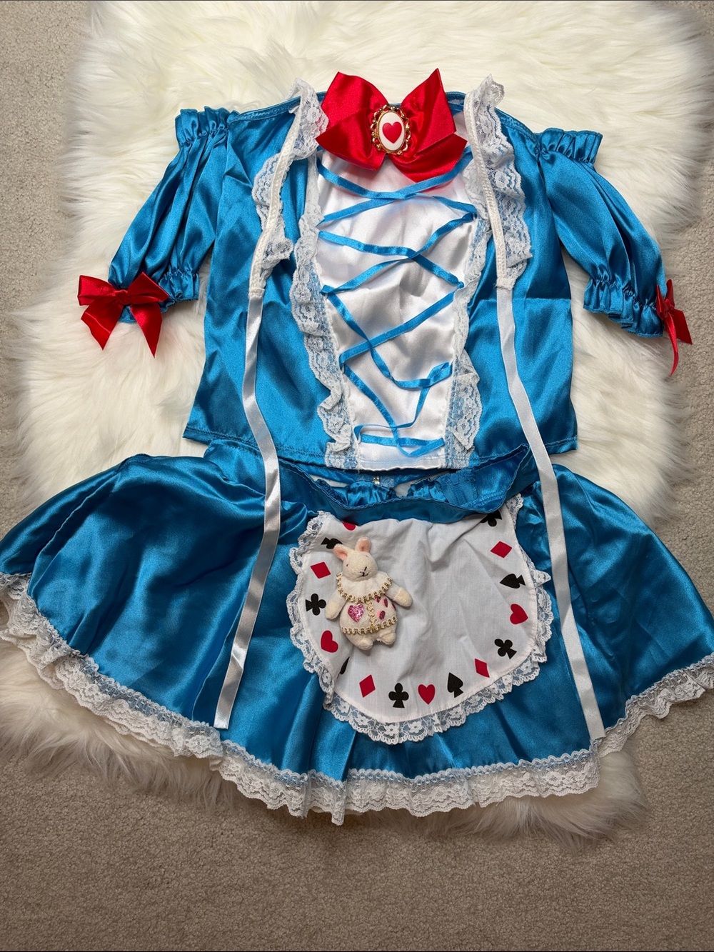 Leg Avenue 2 Piece Fantasy Alice In Wonderland Costume with Blonde Wig - XS/S